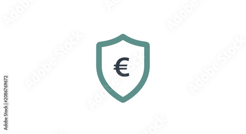 Euro currency symbol on shield icon.