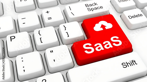 SaaS Keyboard Button – Software as a Service, Cloud Computing and Enterprise Software Concept