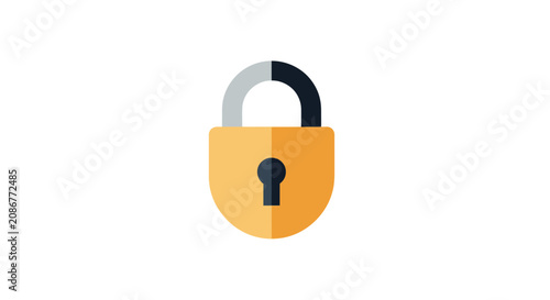 Foto Yellow Padlock with Open Shackle Lock.