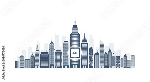 Skyscrapers in a cityscape view.