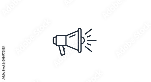 Cuadro en lienzo Simple Line Drawing of Loud Megaphone.