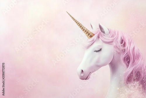 Majestic Unicorn with Pink Background