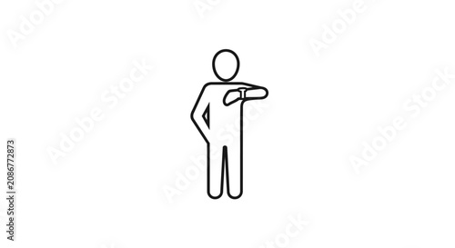 Foto Simple Line Drawing of Man Pointing Gesture.
