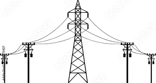Photos High voltage electricity transmission tower and lines power pylon
