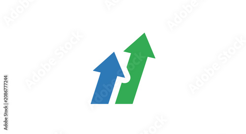 Quadro su tela Green and blue upward pointing arrows.