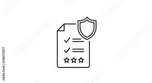 Schilderij op canvas Secure Document with Checkmarks and Shield Icon.