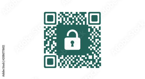 Konstfotografi Secure QR Code with Lock Symbol.