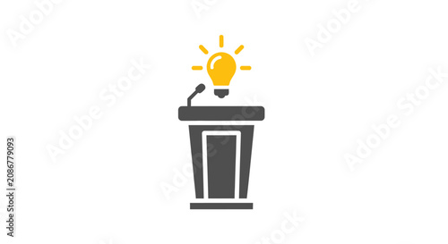 Obraz na plátně Gray lectern with lightbulb on top.