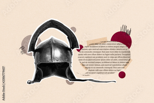 Fotografie Composite artwork 3D photo collage trend template of warrior knight conqueror vi