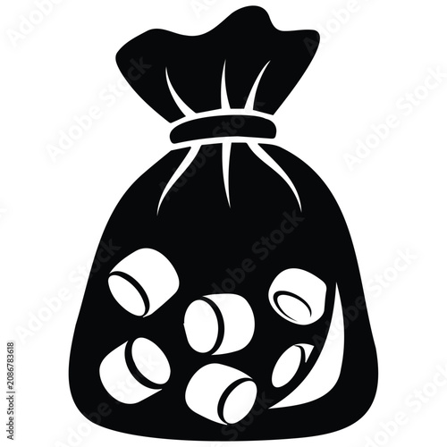 Foto Bag of marshmallows vector silhouette illustration