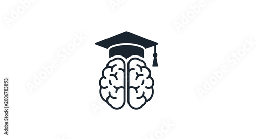Graduation Brain Education Symbol Icon.