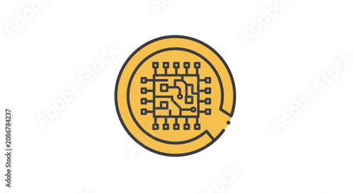 Tableau sur toile Golden circuit board closeup detail.