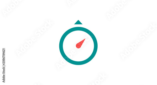 Quadro su tela Teal Stopwatch with Red Hand.