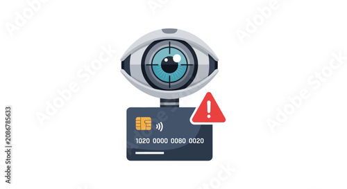 Tableau sur toile Credit card with camera eye warning.