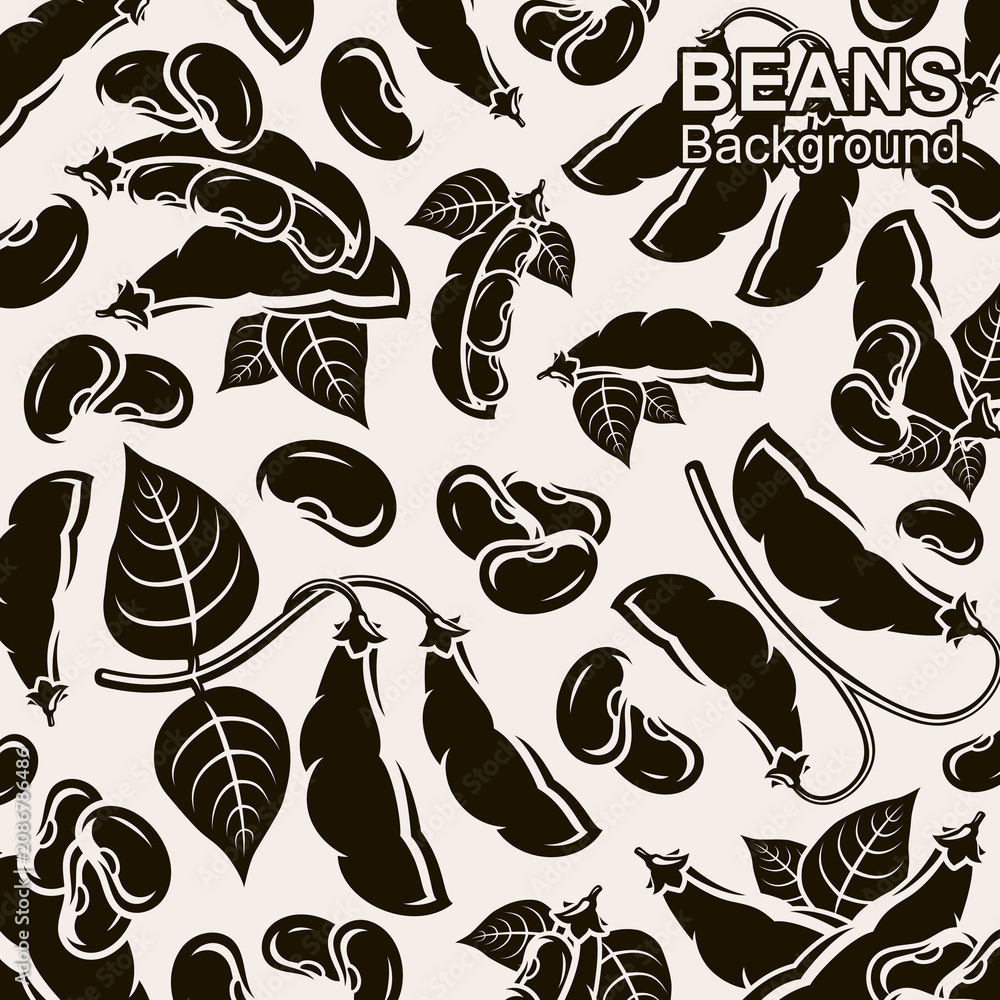 Fototapeta premium Beans pattern background set. Collection icon beans. Vector