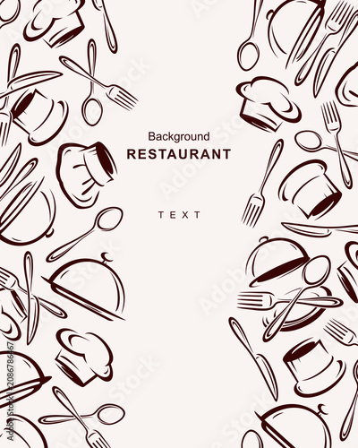 Restaurant background, pattern set. Collection icon restaurant. Vector