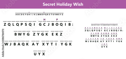Fényképezés Holiday secret message decoder and code breaking activity worksheet