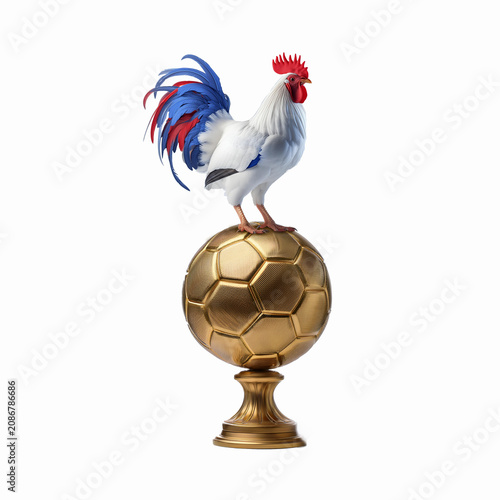 coq, France, champion, ballon d'or, bleu blanc rouge, fière, oiseau, animal, ferme, volaille, poule, blanc, coquelet, bec, empennage, domestique, poussin, dessin animé, oeuf, agriculture, debout