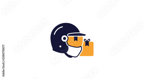 фотографія Delivery man wearing a helmet.