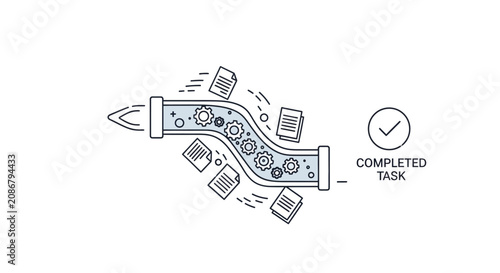Photography Rocket Ship with Completed Task Icon.