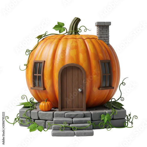 Decorative miniature pumpkin house for halloween decor with halloween