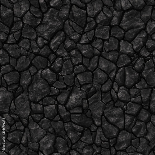 Dark grey seamless stone texture with natural rock surface. Realistic volcanic background for 3D rendering, architectural visualization and organic interior design concepts.