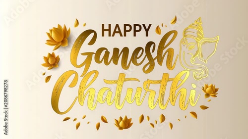 Happy Ganesh Chaturthi on light background