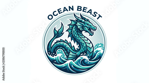 Obraz na płótnie Mythical Sea Serpent Ocean Beast Creature Illustration