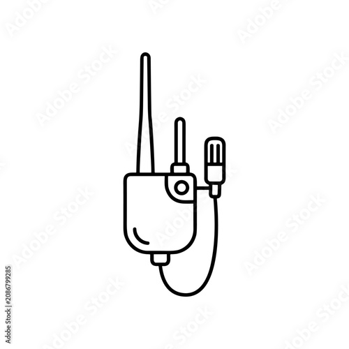 Wireless router with antennae connected.