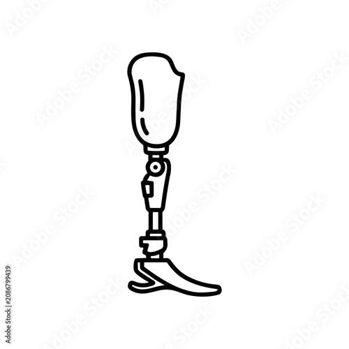 Prosthetic leg with metal components.