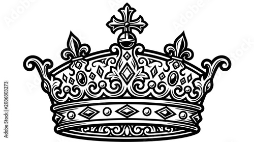 Canvastavla Ornate Royal Crown Illustration - Symbol of Power and Royalty