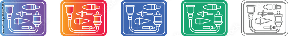 Fototapeta premium Endoscopy Equipment Tray Icon Set