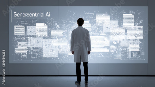 Futuristic Concept of Generative AI Creating Text Documents