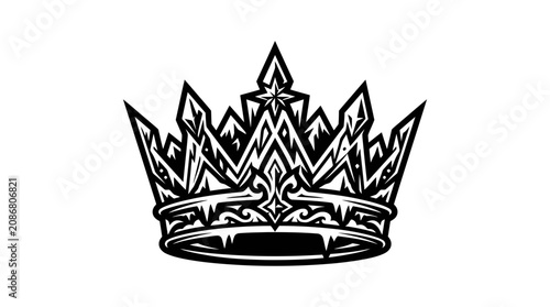 Εκτύπωση καμβά Royal Crown Emblem - Regal Symbol of Power and Authority, Black and White Icon