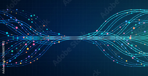 Ai technology. Concept of artificial intelligence. Dots lines. Digital, communication, science, networks