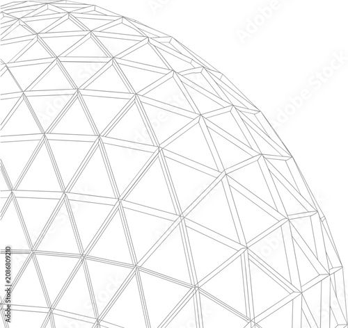 Foto Abstract geometric geodesic dome vector line art illustration, architectural mes