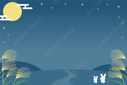 お月見十五夜のフレーム背景素材