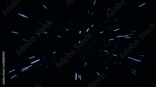 Abstract starry night sky with dynamic light streaks