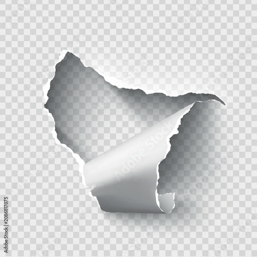 ragged Hole torn in ripped paper on transparent background
