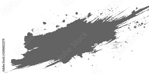 Obraz na plátně A minimalist black ink brush stroke sweeping in a smooth arc, with textured edges and fading bristle marks on a clean white texture background vector