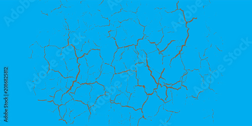 Cuadro en lienzo Cracked Earth Texture On Blue Background Abstract Dry Soil Pattern Representing