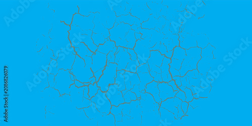 Konstfotografi Cracked Earth Texture On Blue Background Abstract Dry Soil Pattern Representing Drought And Heat Eps 10