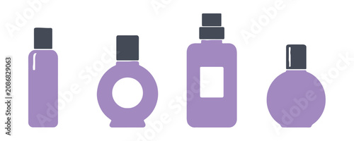 Photos Simple vector set of perfume bottles in various shapes, isolated on white