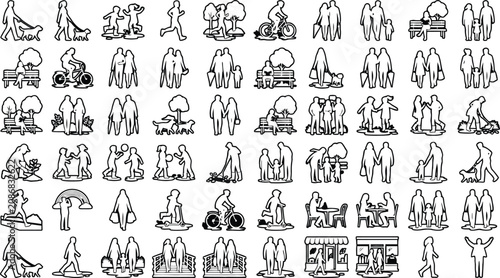 Tableau sur toile Ancient egyptian hieroglyphs people daily life icons set