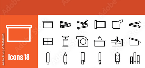 Fotografi Abstract and generic tools outline icons, representing various implements and devices for work and crafting