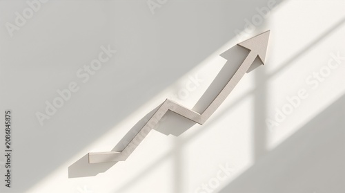 3D rising arrow on white background business growth concept