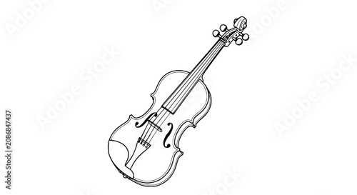 Fotografie Elegant Violin Outline Drawing - Classical Music Instrument Icon