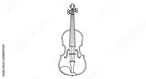 Obraz na plátně Violin outline drawing, classic string instrument, elegant musical art