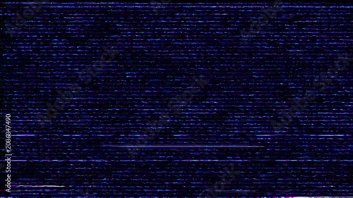 Glitch VHS analog television with static noise and distortion	