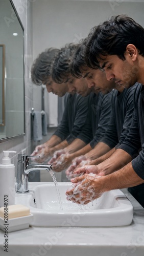Repetitive Hand Washing Conceptual Image Representing OCD, Hygiene Routines, and Mental Health Awareness